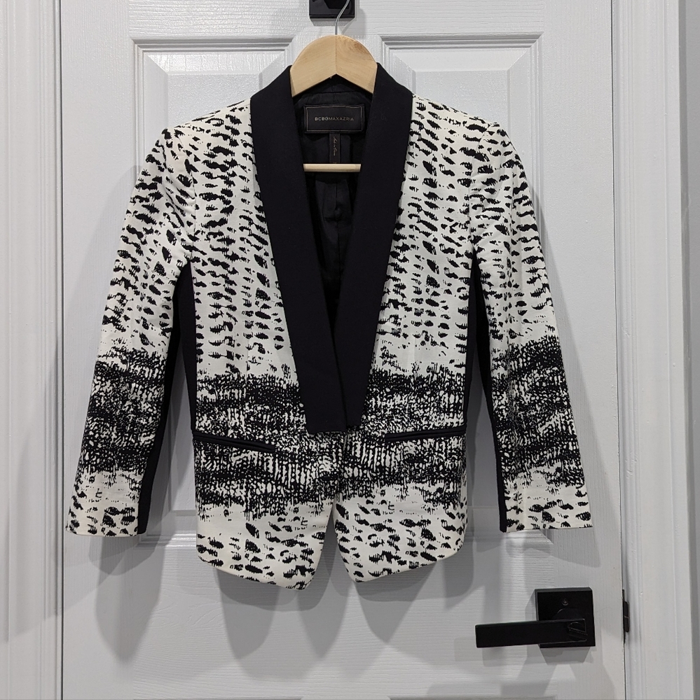BCBG Cropped Print Blazer, XS